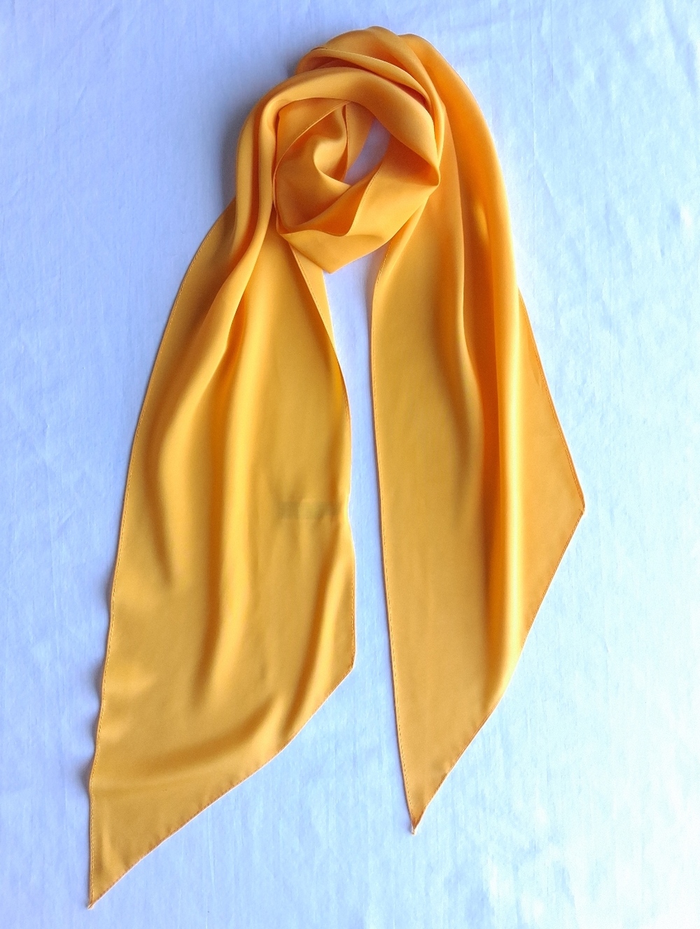 Vintage Scarf Veresa by VERA Solid Yellow Skinny Pointed Ends Polyester Light